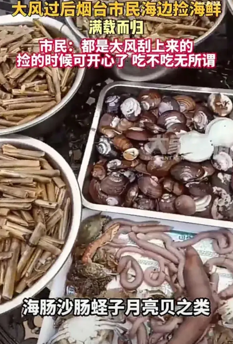 这真是上天的恩赐！3月7日，山东烟台一名女子发视频称，在经历一场大风后，海边涌现