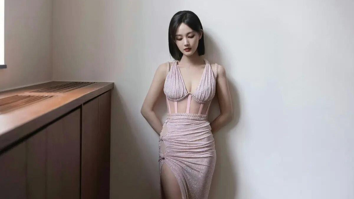 李一桐身材被严重低估，165cm粉色低胸连衣裙太养眼。