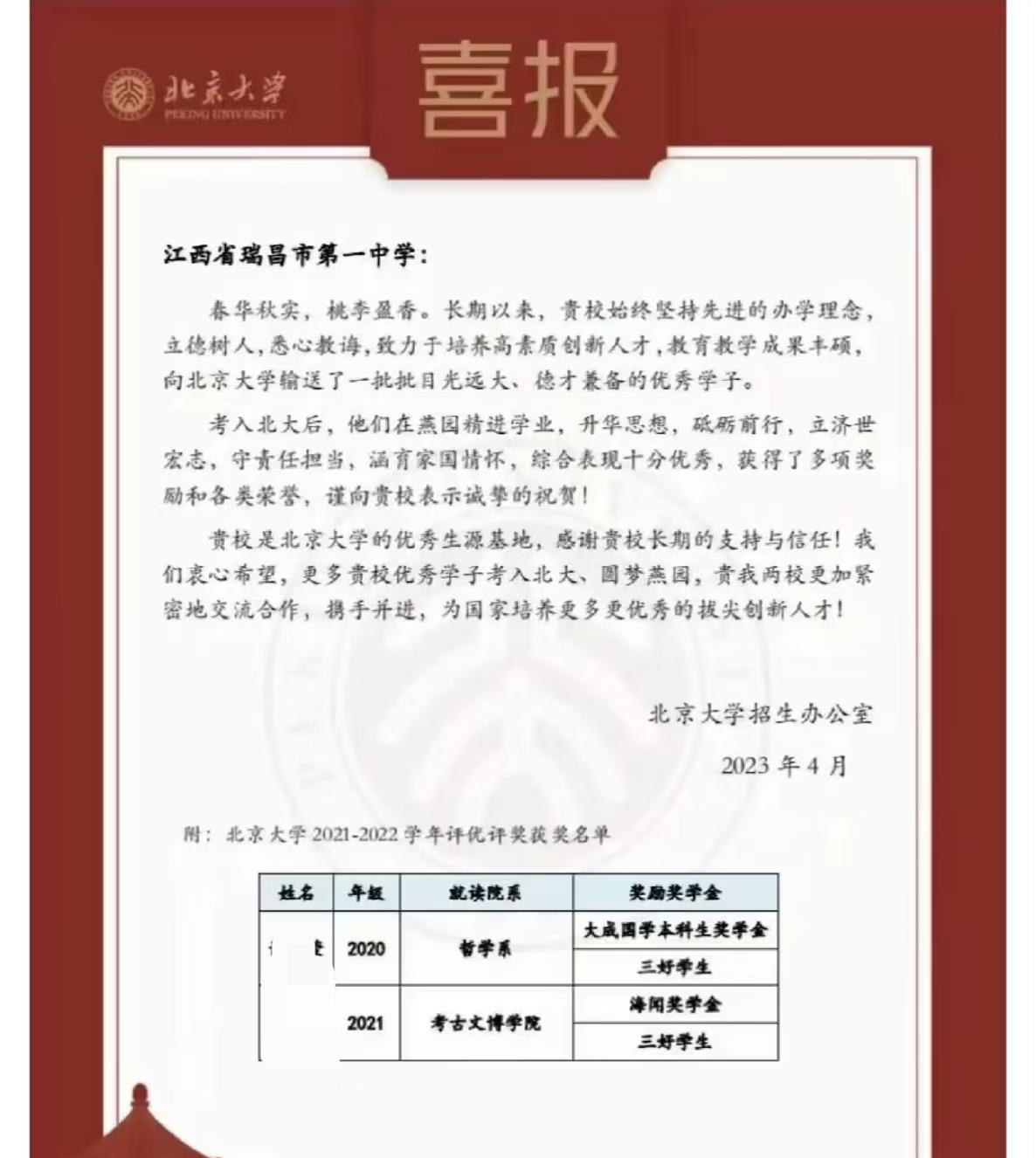 真是越查越有料！

原来瑞昌这所学校的学生报清北的冷门专业并不是第一次了，2