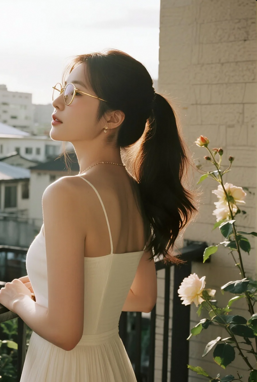 踮起脚尖看世界：清纯美眉阳台剪影图集，灵动又美好