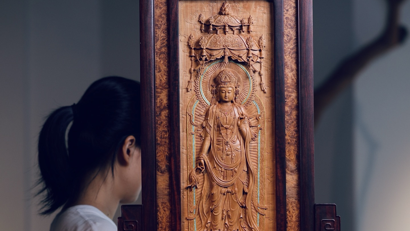 匠心之美，杨柳观音，厅堂装饰插屏