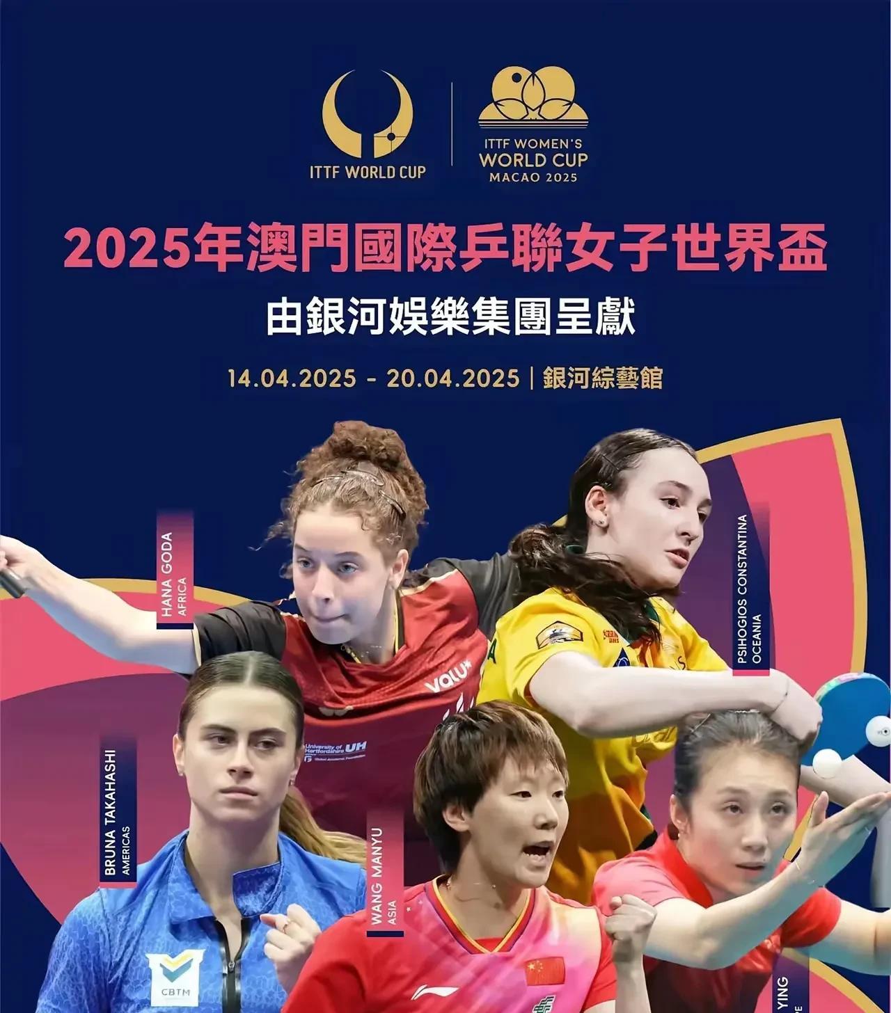 澳门世界杯女子海报发布，并没有看到男子海报。
海报共5个人，C位是王曼昱，这样就
