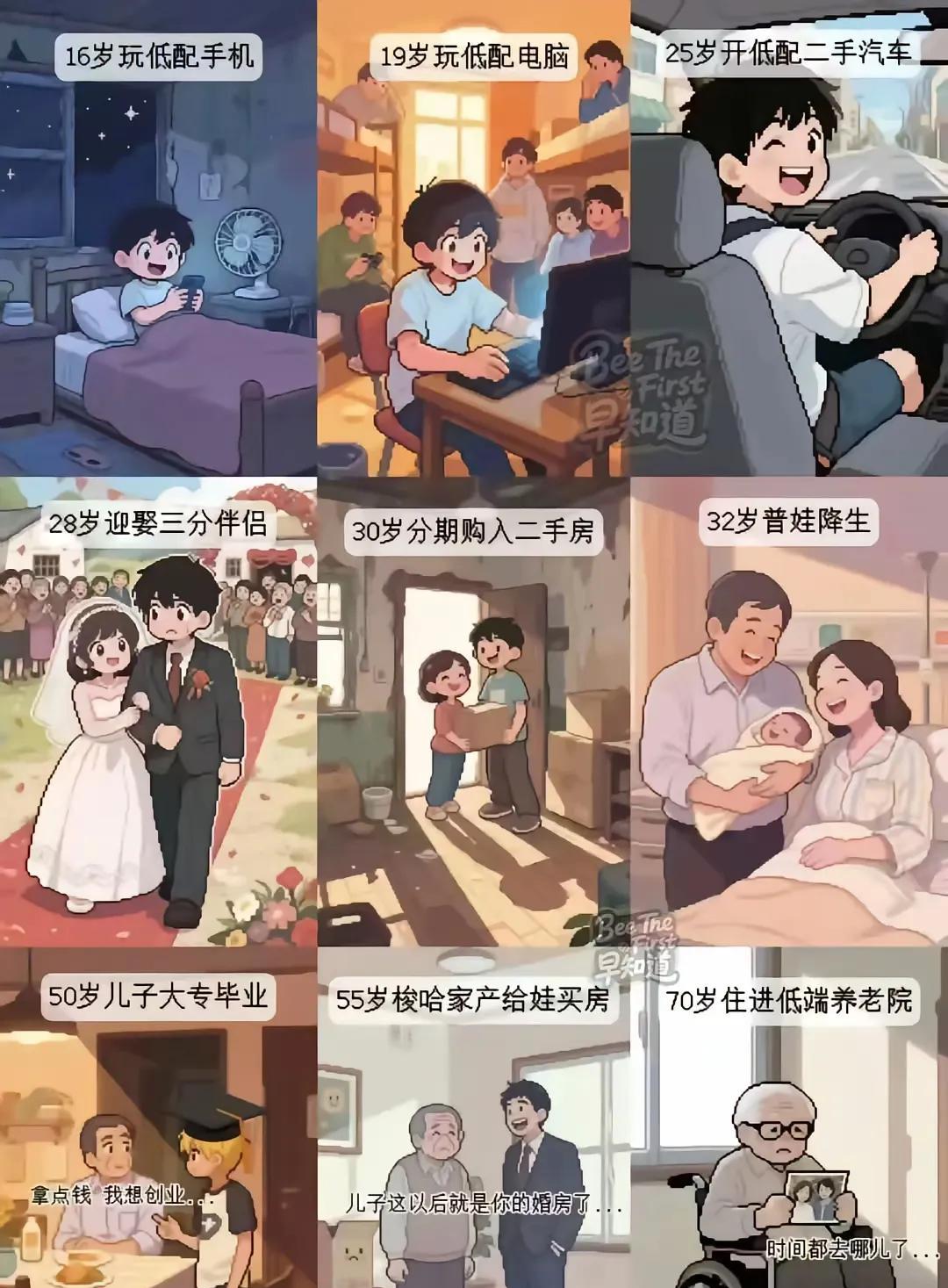 少壮不努力老大徒伤悲，这幅图一目了然的说明了生活的因果关系。