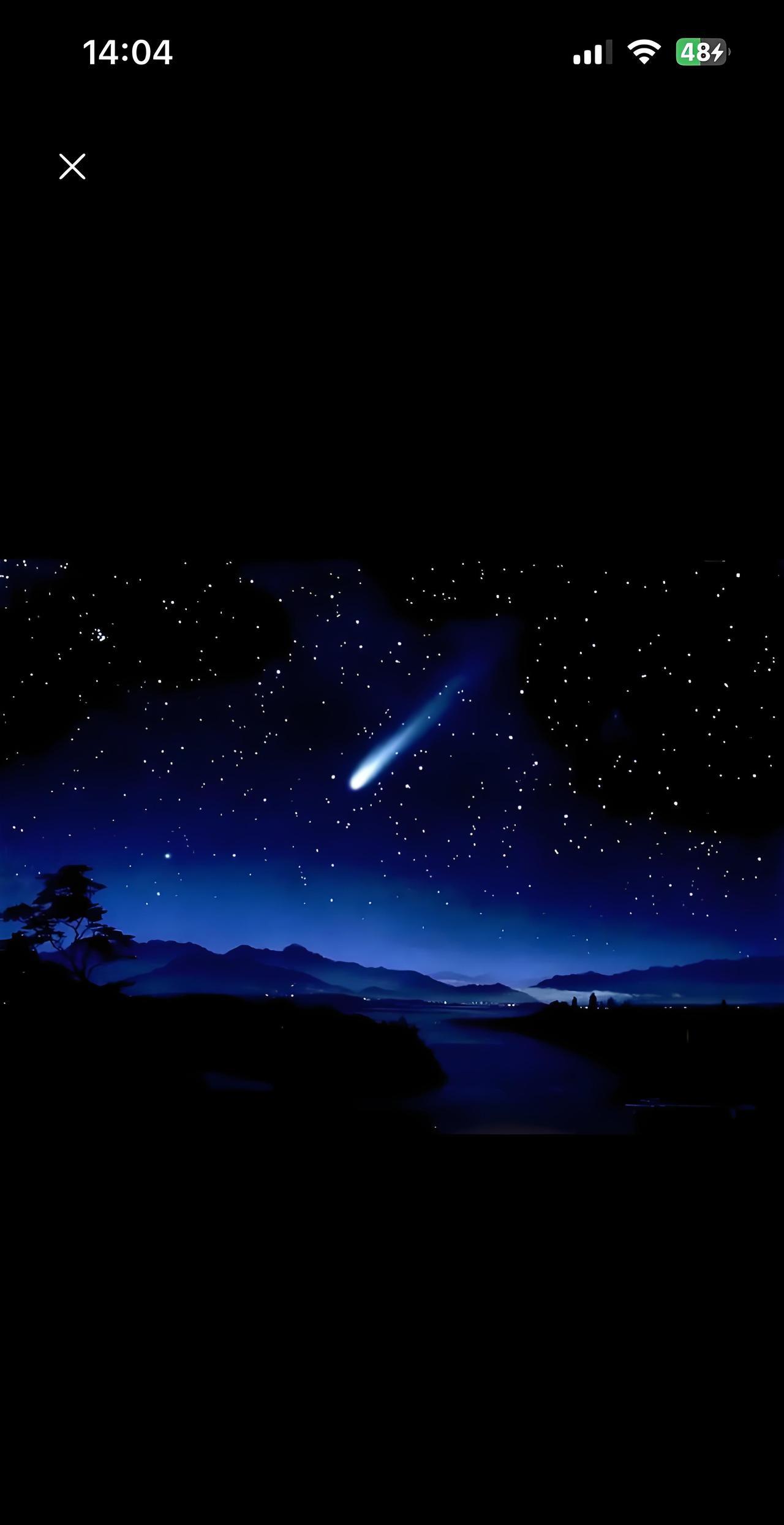 流星划过。
一瞬的光，点燃整片黑夜。
我抬头，心跳跟着燃烧，激动无声。
它太短，