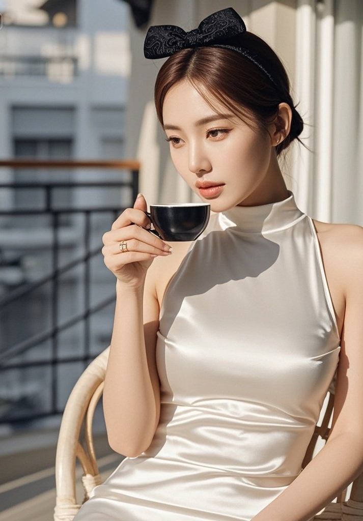 绝色佳人曲线优，真丝轻抚显温柔