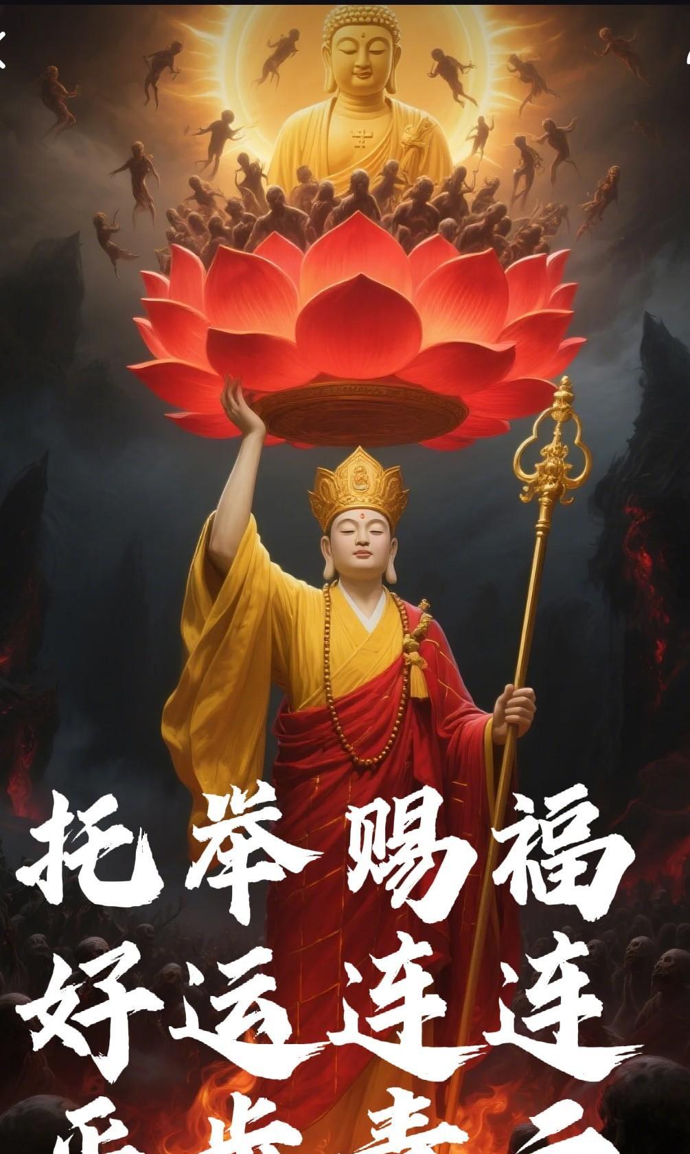 紧急！紧急！千载难逢的天赐良机来啦！
地藏王菩萨携无上佛力降临！
看呐，菩萨高举