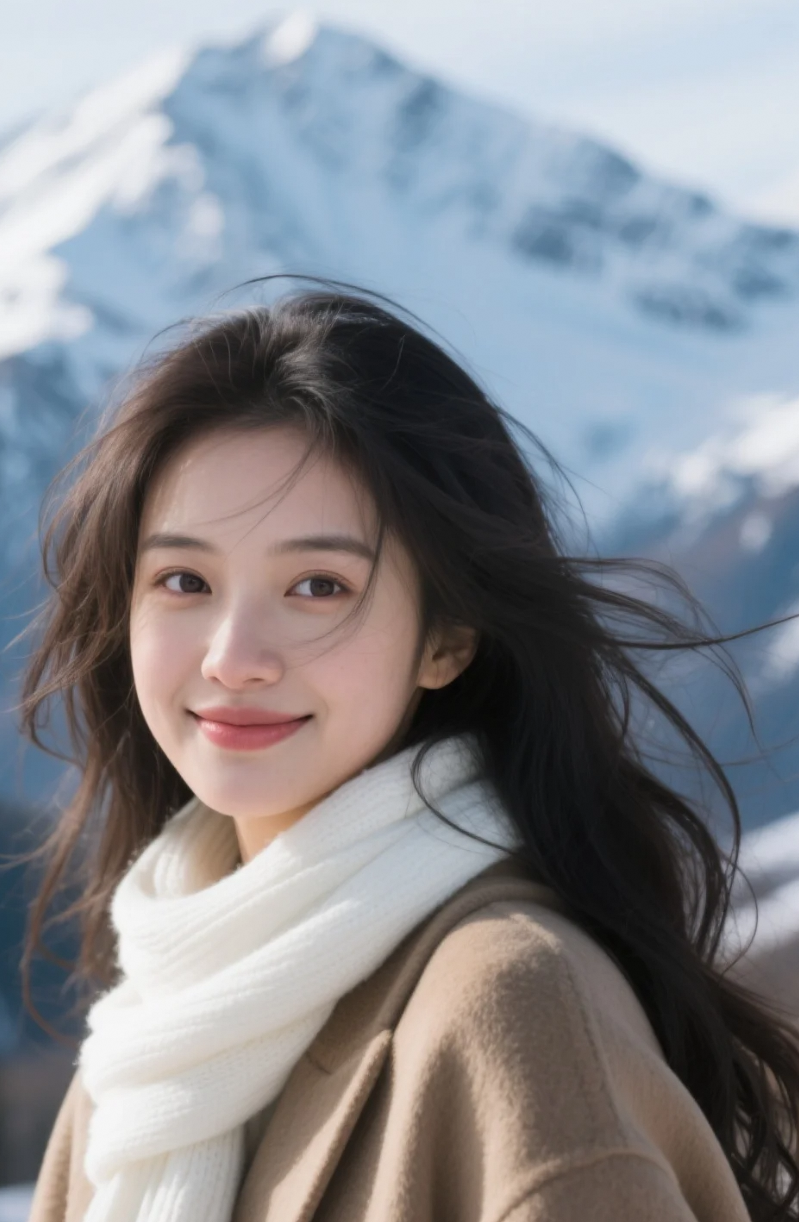 长发与雪共舞，她是冬日诗篇