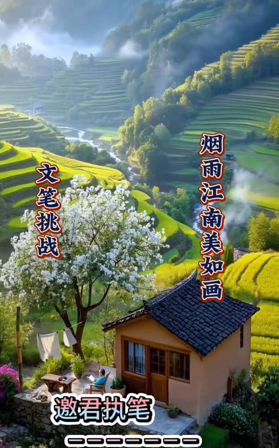 烟雨江南美如画，文笔挑战。
邀君执笔。