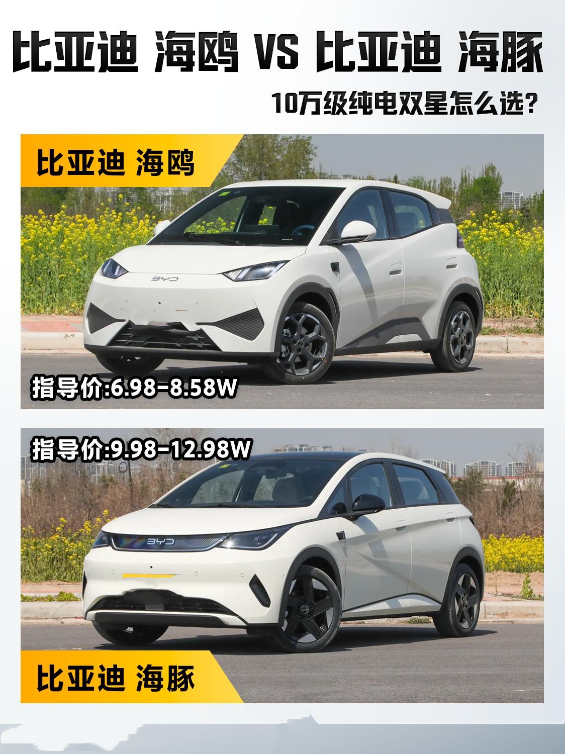 10W预算买纯电，比亚迪海洋系列谁更适合你？