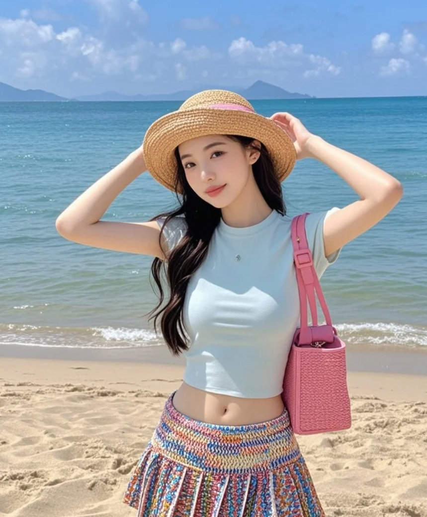 阳光下，她的笑容如同夏日最耀眼的星。