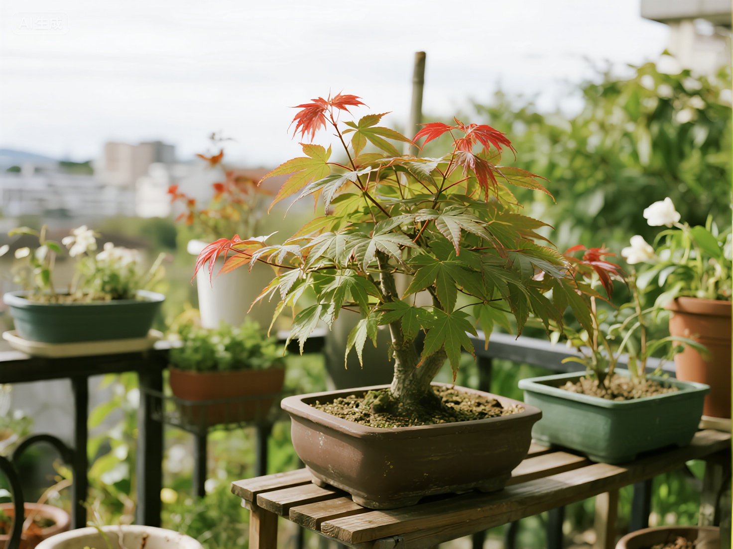 红枫盆景——四季换装的舞者！