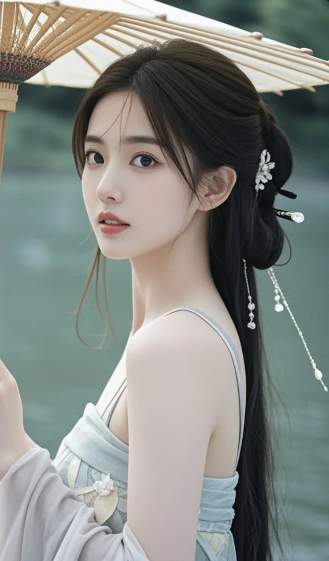 撑伞听风的古风女子，能打动你的心吗？