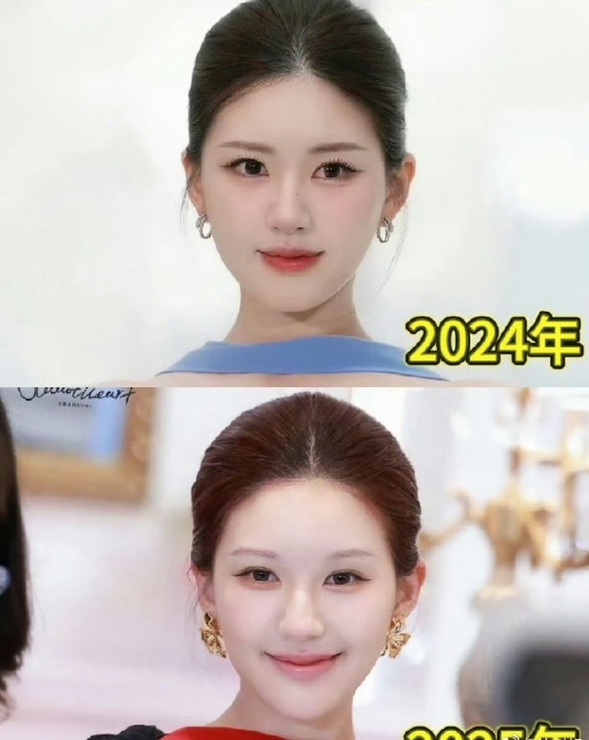 赵露思2024年造型偏清新甜美，2025年尝试性感美艳风。或为突破自我，探索多元