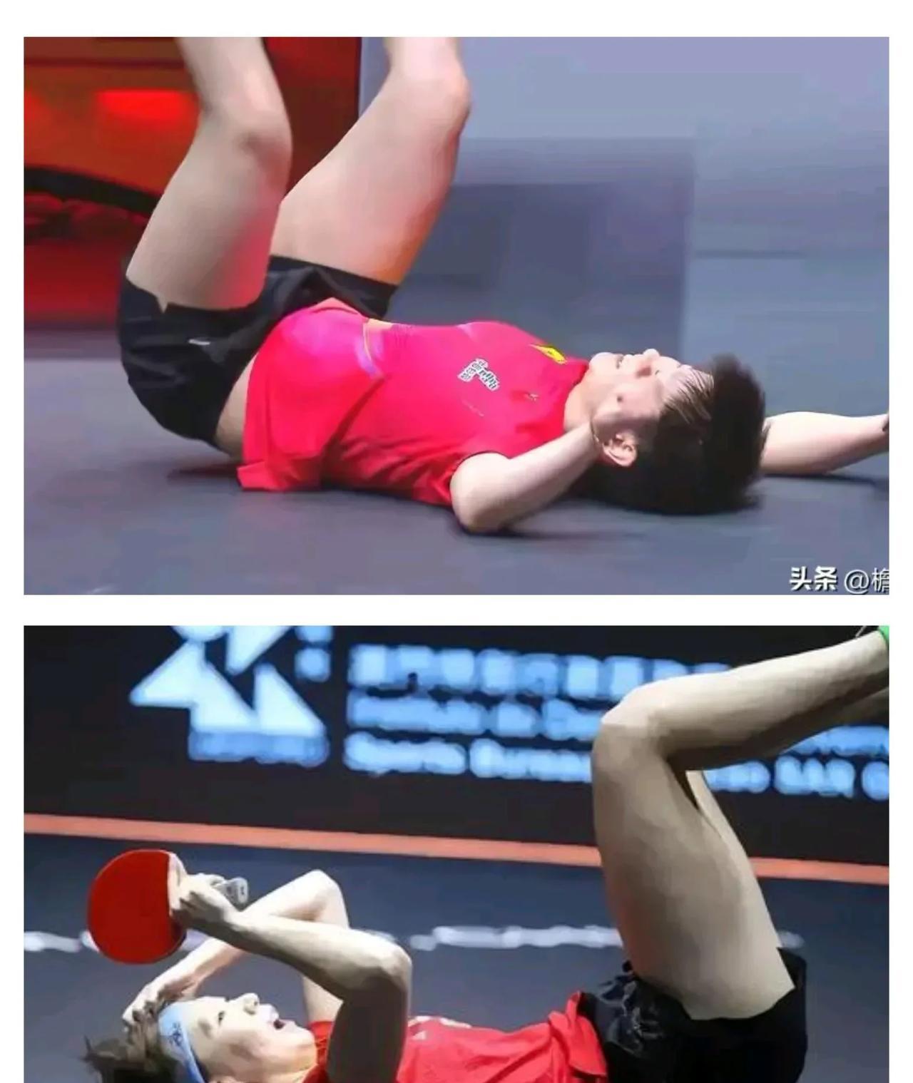 莎莎赢了躺地庆祝，
又引来了一些热议。
什么女孩子要注意点，
这样的动作有些不雅