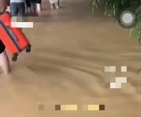 近日，广东怀集一位新娘在雨中身穿白色婚纱，裙摆沾满泥浆，脚上一双蓝色雨靴代替婚鞋