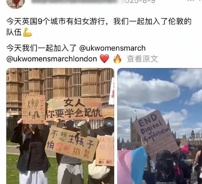 看看这些大殖子润人女拳师小仙女们到底有多么的魔幻——在英国参加妇女游行居然举的中