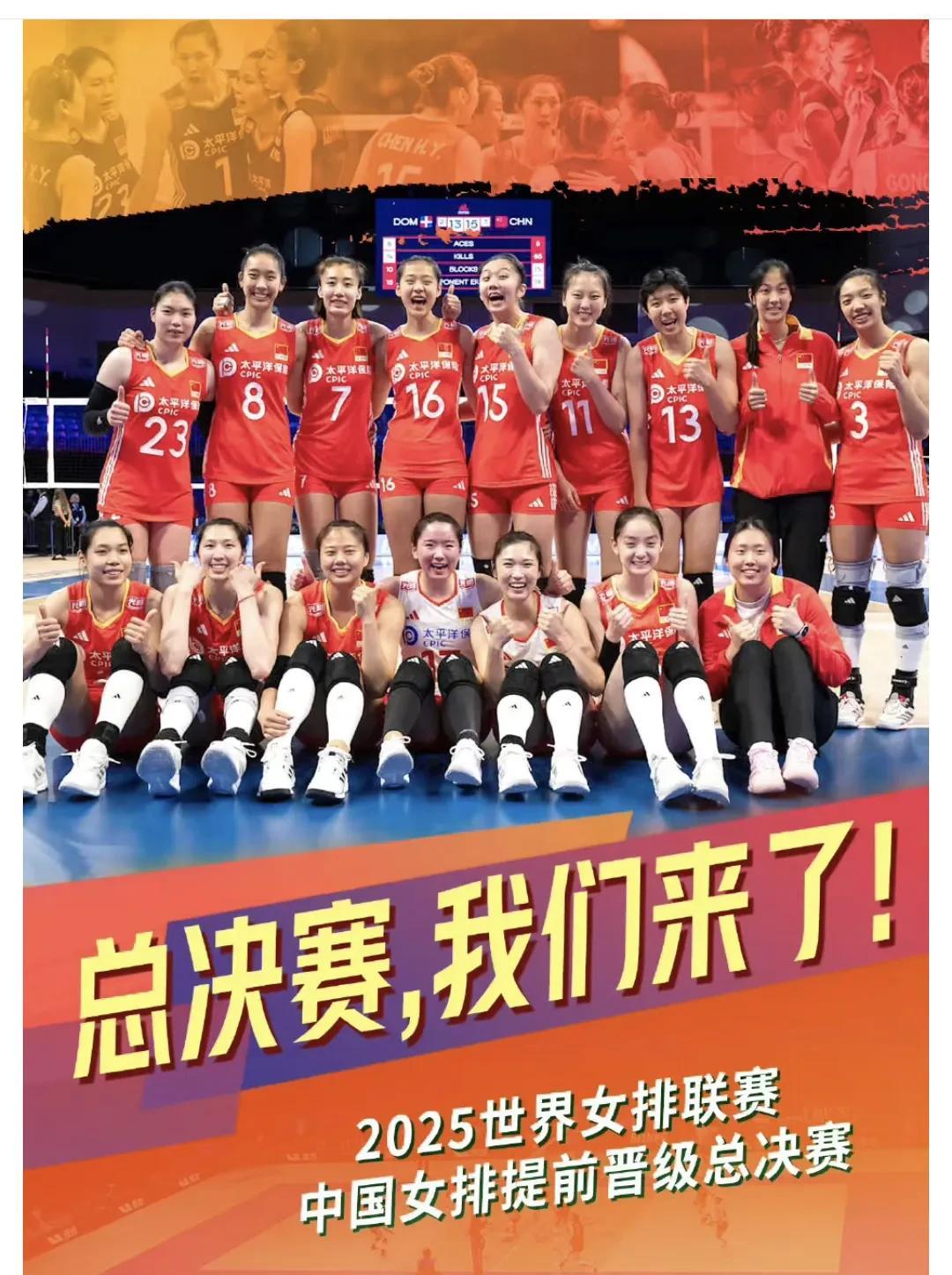 恭喜中国女排！顺利打进世界女排联赛总决赛。
随着3-1完胜加拿大，中国女排已经提