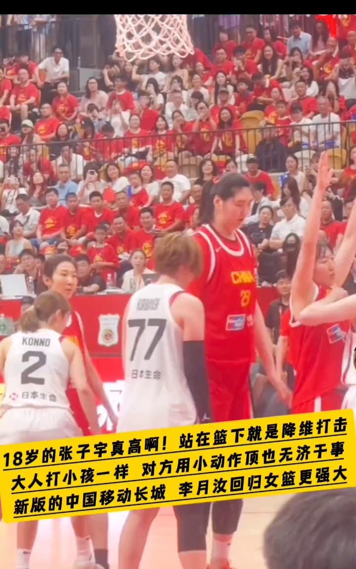 18岁的张子宇真高，站在篮下就是降维打击，大人打小孩一样，对方用小动作顶也无济于