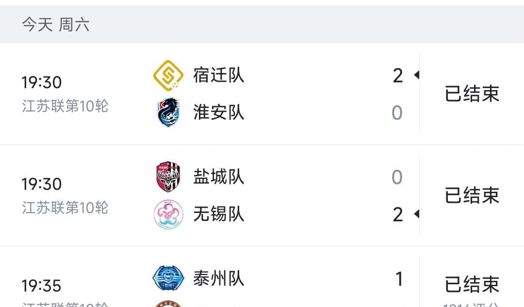 今天苏超比赛全是冷门呀。
很弱的宿迁，拿下淮安。
原本很强的盐城，输给了无锡。