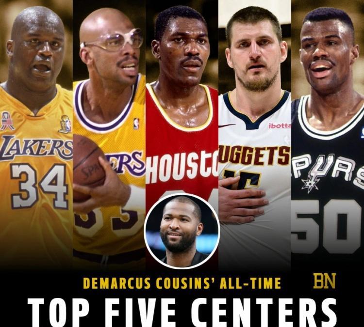 考神评TOP5中锋：奥尼尔、贾巴尔、奥拉朱旺、约基奇、大卫罗宾逊。
中锋大概是N