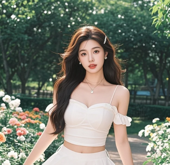 花海中的她，是夏日清凉的注解