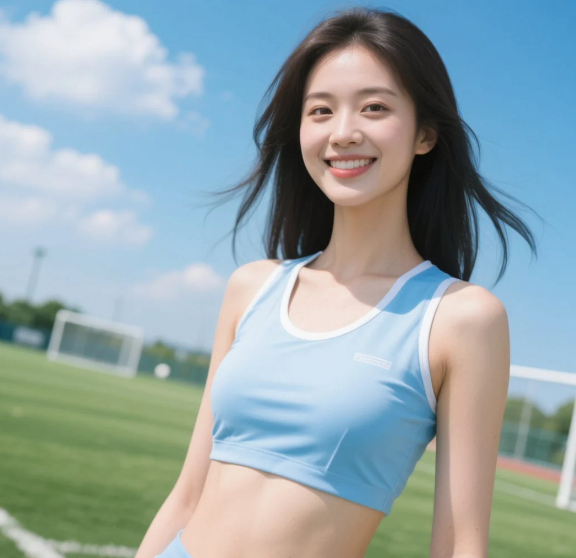 今天穿这件足球服，你猜我是不是你的幸运女神？