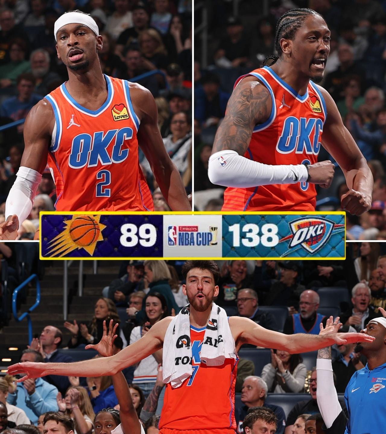 雷霆上场13人全部得分，恐怖的阵容深度！
NBA四分之一决赛，雷霆主场迎战太阳队