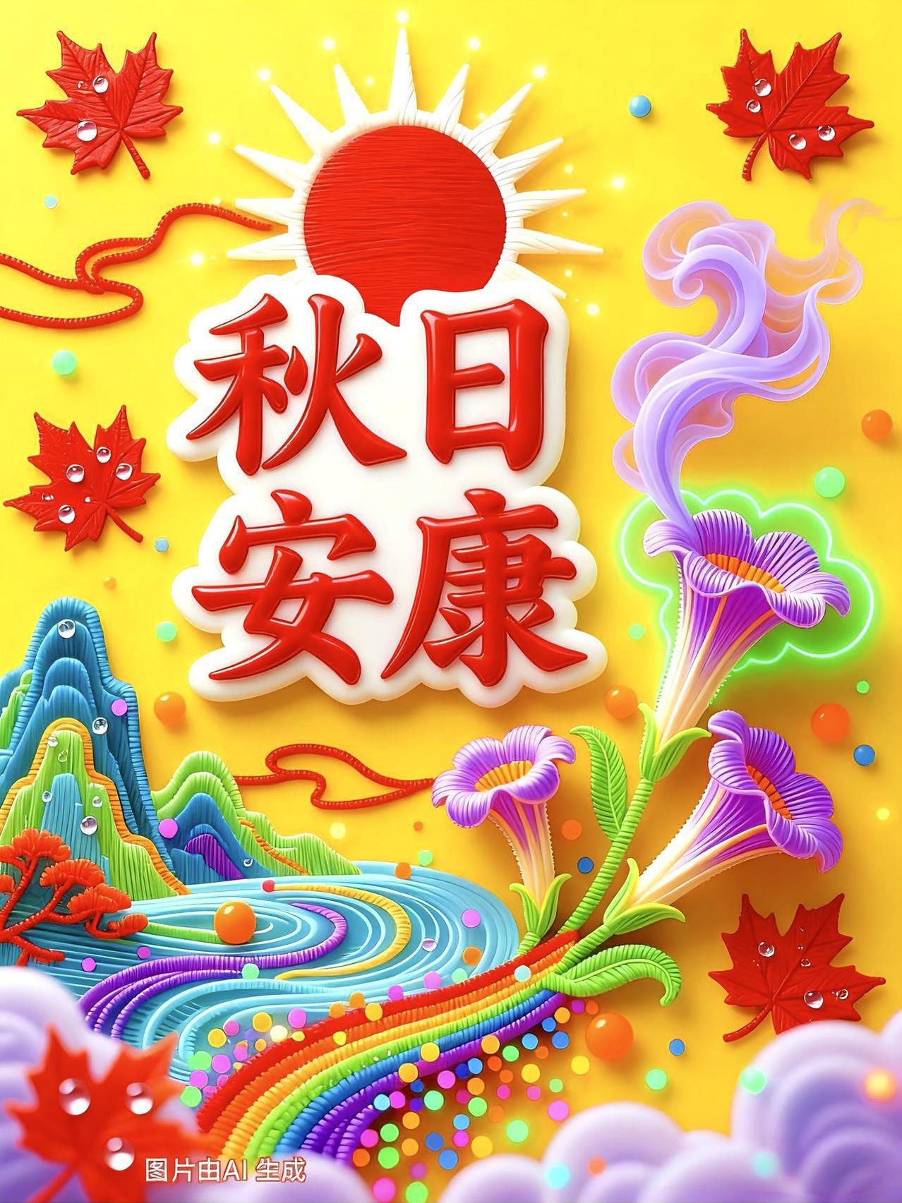金秋九月桂香传，
中秋国庆喜相连，
硕果盈枝粮满囤，
举国欢腾庆丰年。
红旗猎猎