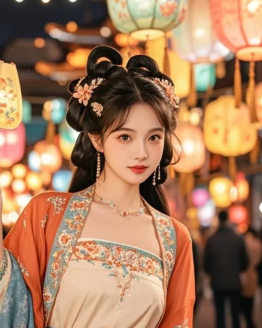灯火璀璨如海，美人漫步似仙来
