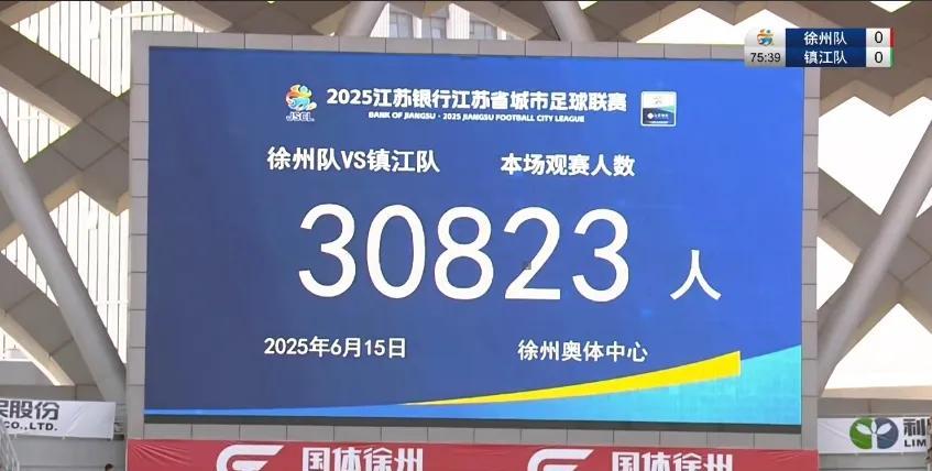 苏超最高徐州vs镇江观众，30823人！
世俱杯迈阿密vs开罗观众，60927人