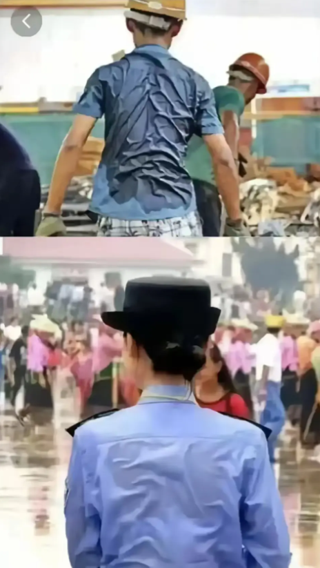 同是一线人员， 同样汗湿衣衫， 你怎么看？