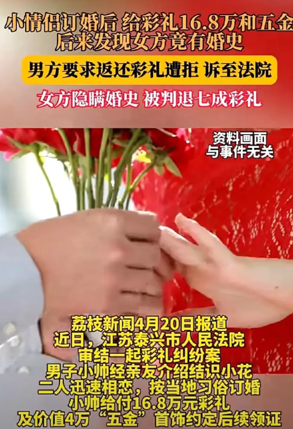 又是一个刚订婚就同居被起诉法院的事件，不过这次男方损失的是钱

娶媳妇可要睁大眼