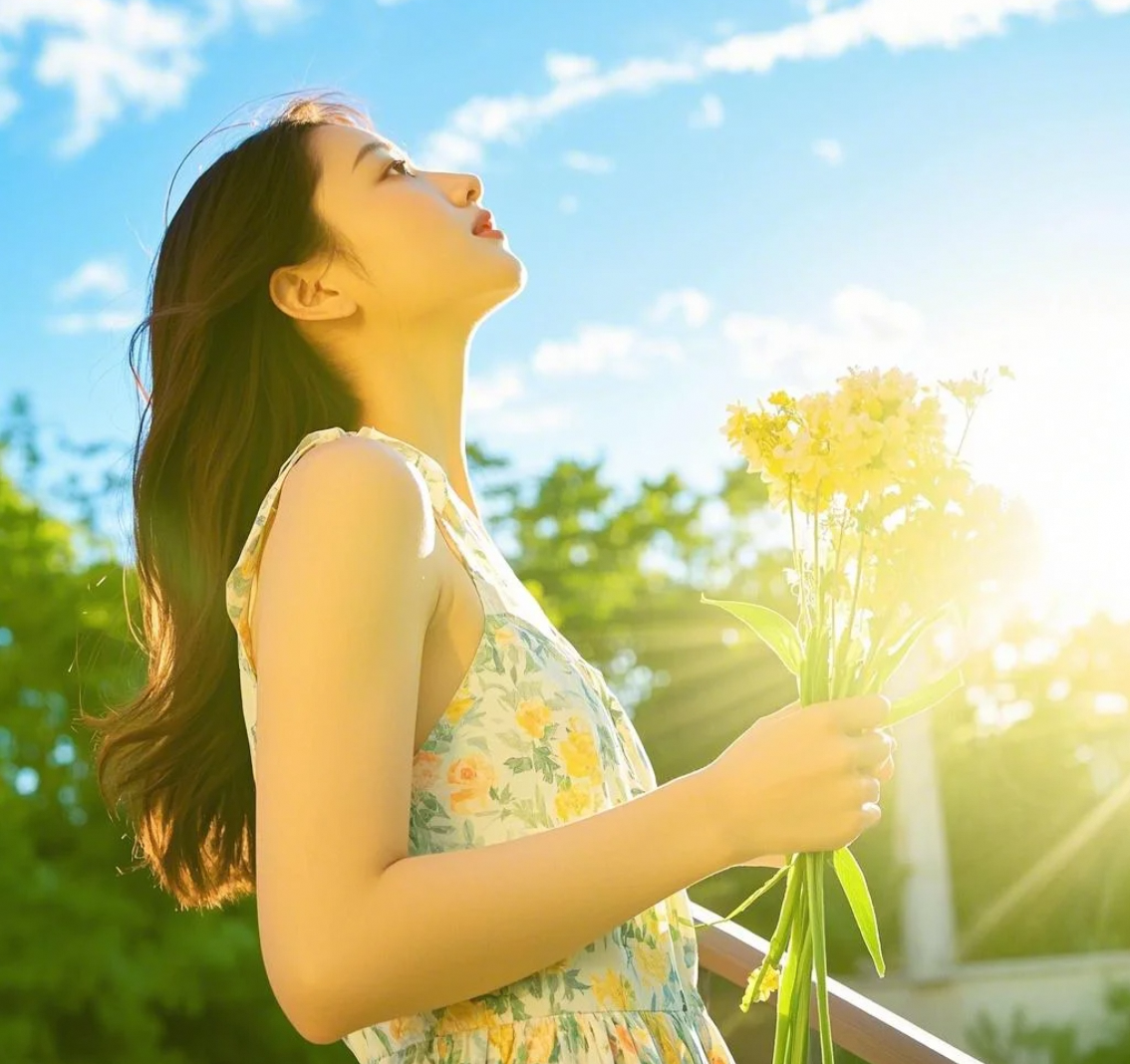 阳光下的美女，闪耀青春光芒