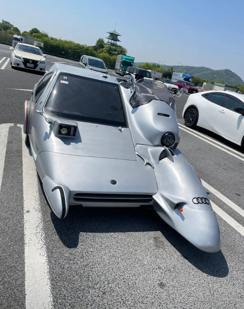 在日本高速服务区偶遇一辆超帅的车！乍一看车标，这不奥迪嘛！可除了车标，我对它一无