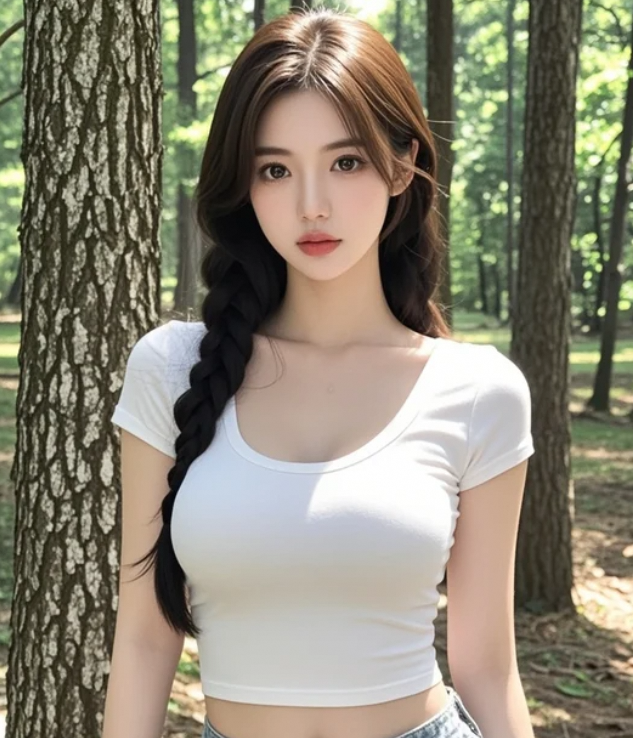 林间的阳光洒在她身上，温柔又耀眼