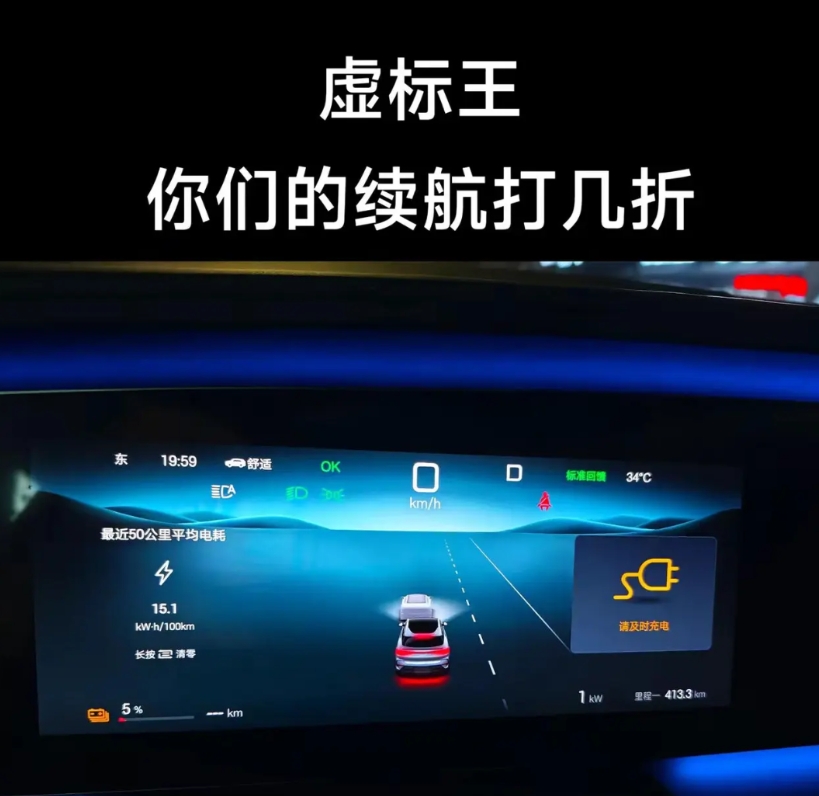 你们的续航打几折。标610只跑了410还剩百分之5的电，跑到趴窝推车估计也就43