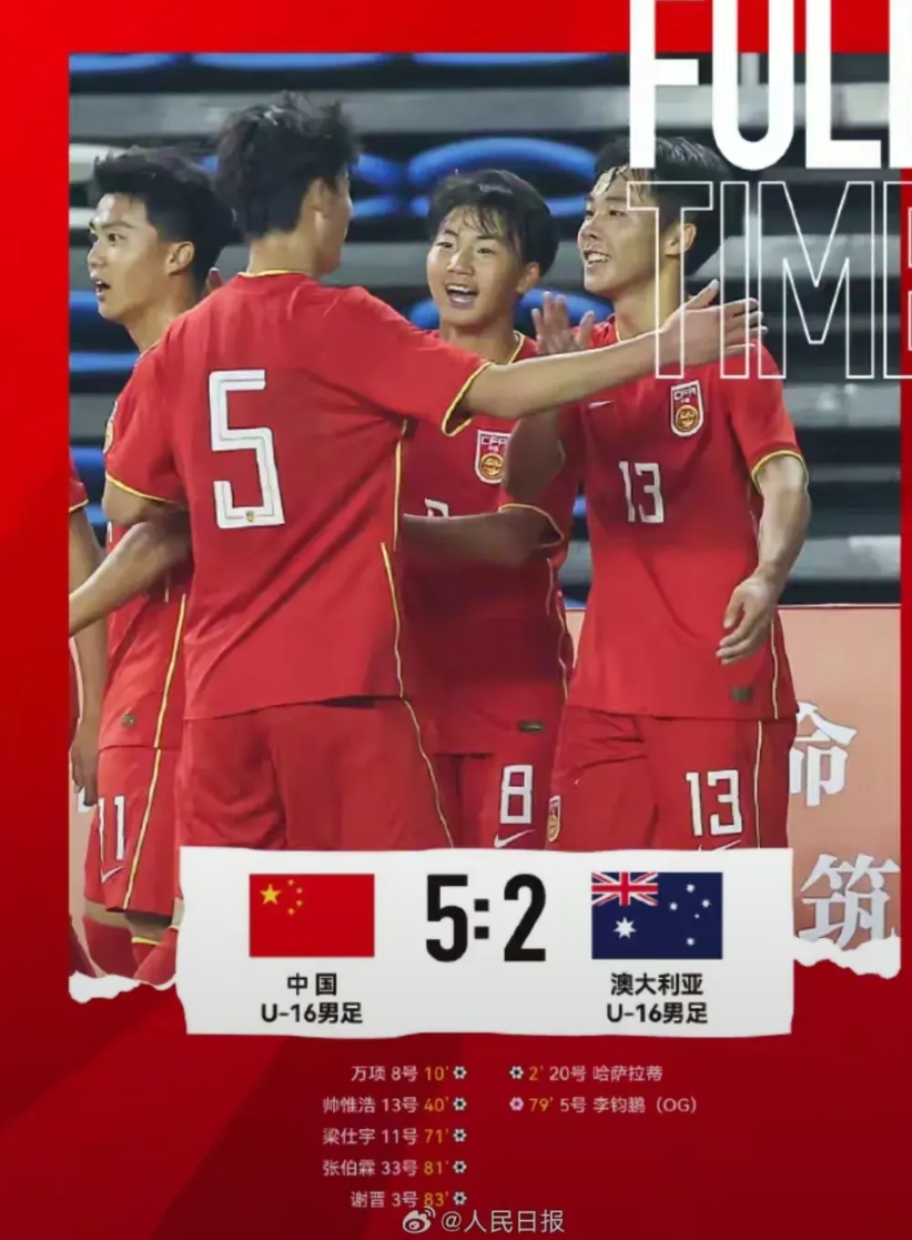 中国足球问题到底在哪？怎么国足球员在22岁以前都很厉害，比如今天U16国足5：2