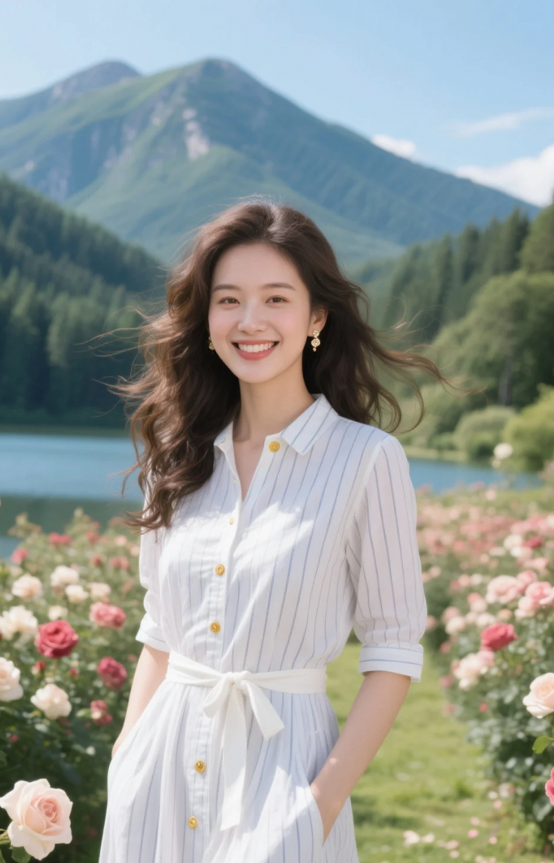 这身穿搭太妙了：清爽条纹+温柔系带=满分气质