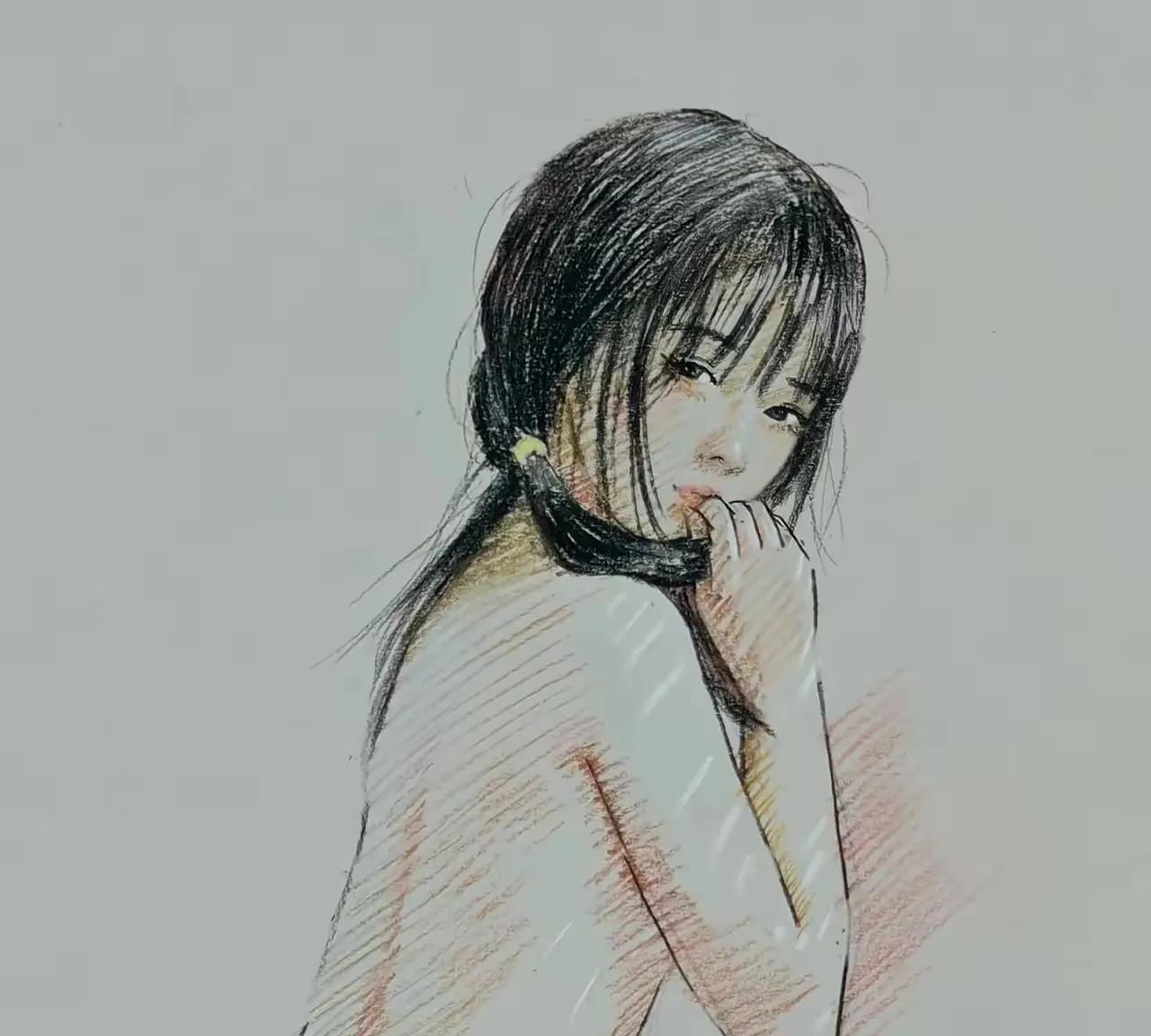 《观画》
墨彩勾娇影，柔丝腕底生。
笔端藏秀气，一顾惹思情。