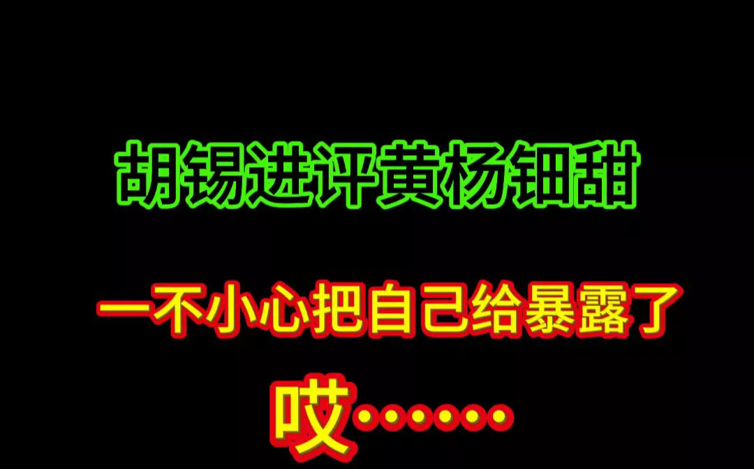 胡锡进写了篇关于黄杨钿甜的文章！  
一不小心把自己给暴露了  
  
看