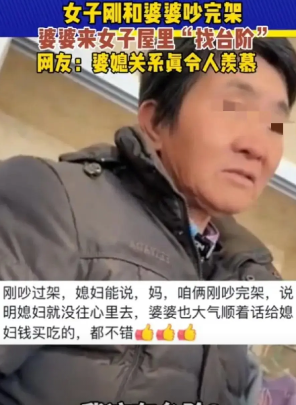 “这个婆婆情商太高了！”河南安阳，一女子和婆婆因为家庭琐事发生争吵后，婆婆主动走