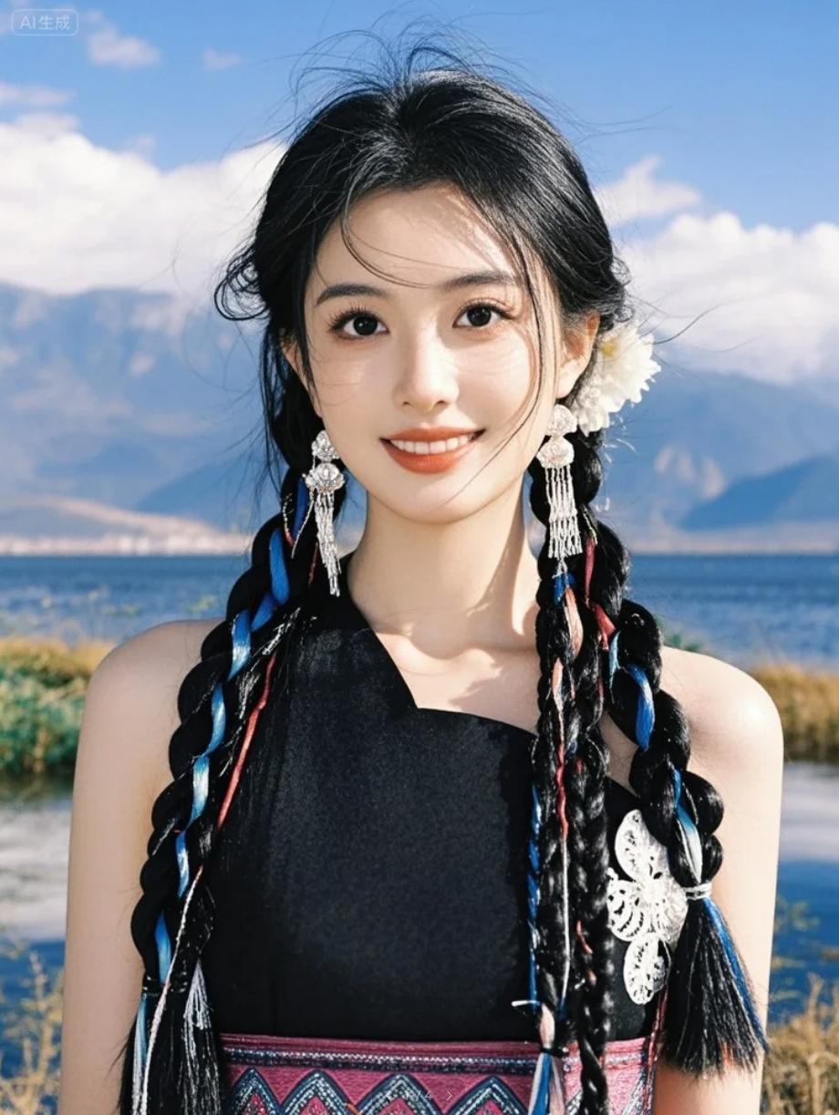 双麻花辫少女寻找内心的平静
