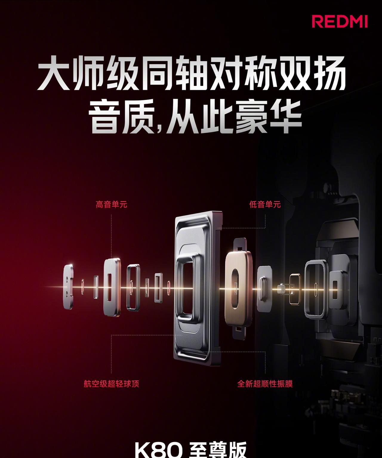 【REDMI K80至尊版搭载行业首款大师级同轴对称双扬】REDMI K80至尊