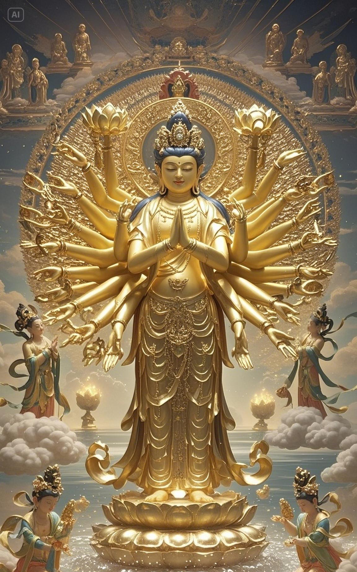 据《千手千眼观世音菩萨广大圆满无碍大悲心陀罗尼经》记载，观世音菩萨为利益众生，发