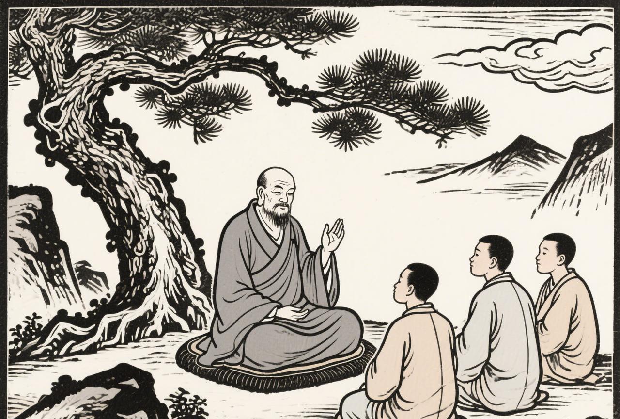 一个姓马的禅师，从不执笔书写，舍弃世俗典籍，以一件僧衣、一个钵盂、一席坐具、一餐