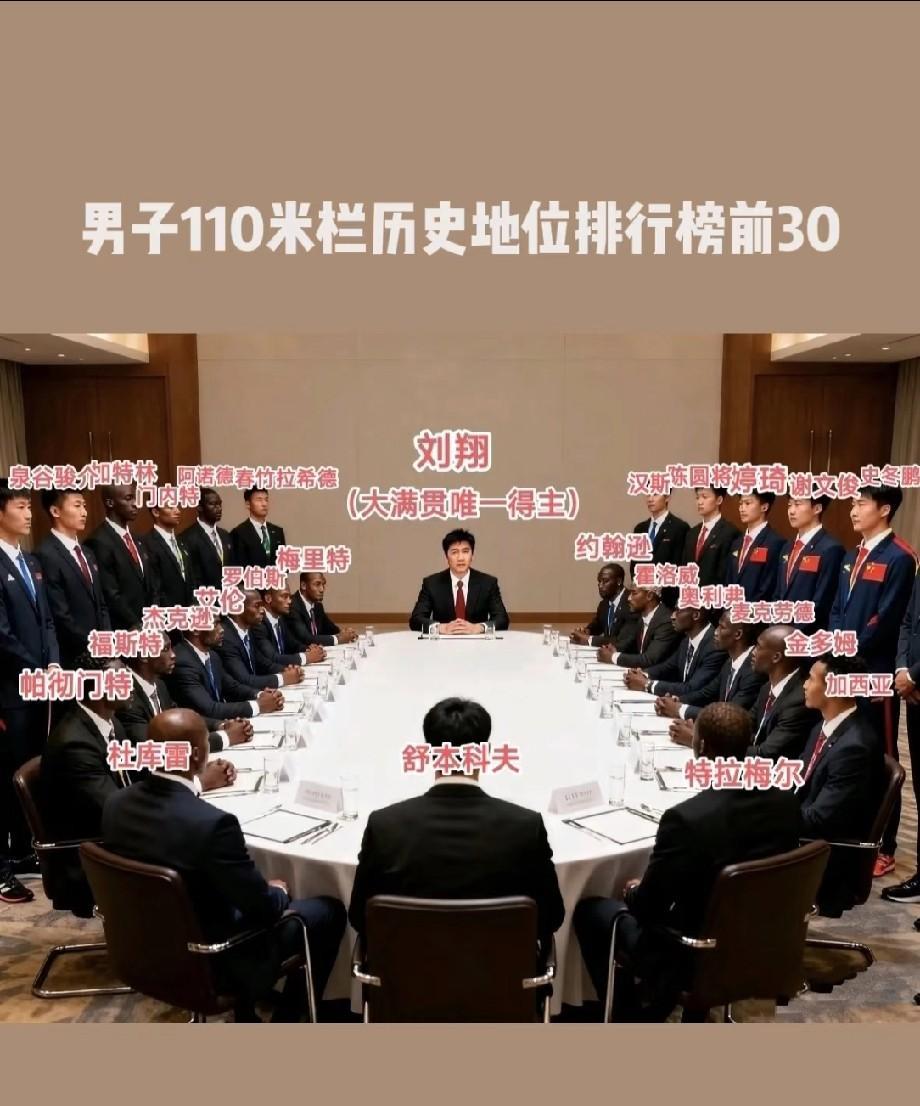 刘翔在110米栏中的历史地位绝对是C位：他是亚洲第一位集奥运会、室内室外世锦赛、