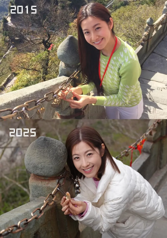 香港女星陈自瑶10年自拍对比，同样的位置同样的表情，感觉她年龄都没变！
