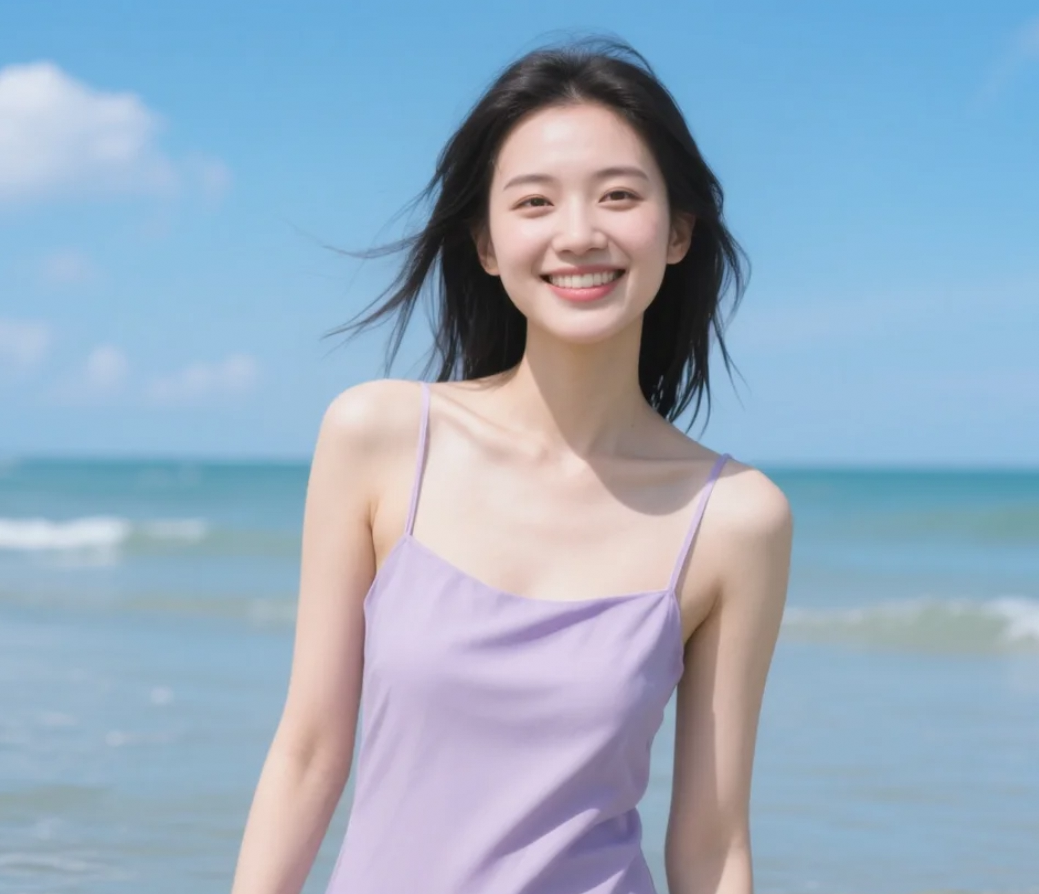 阳光、海滩、还有我——今天的心情都被这条连衣裙点亮了。