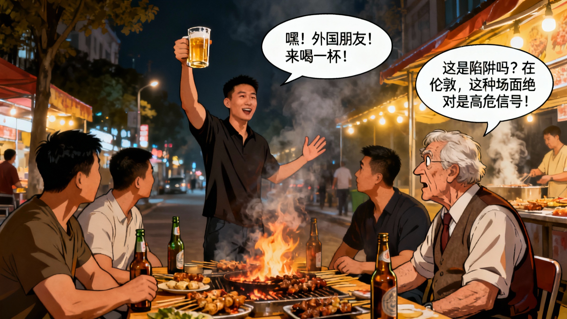 英国硬核老头实探中国深夜的街头，究竟隐藏着什么‘危险’？网友：最危险的可能是胆固醇