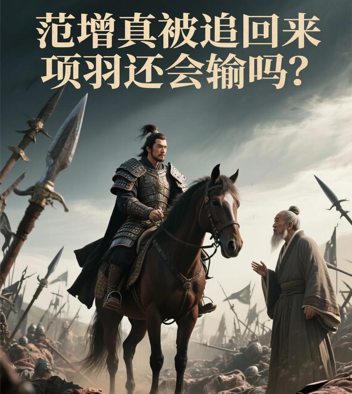范增真被追回来，项羽还会输吗？
半夜军营火把乱晃，项羽骑马疯追范增，大喊
